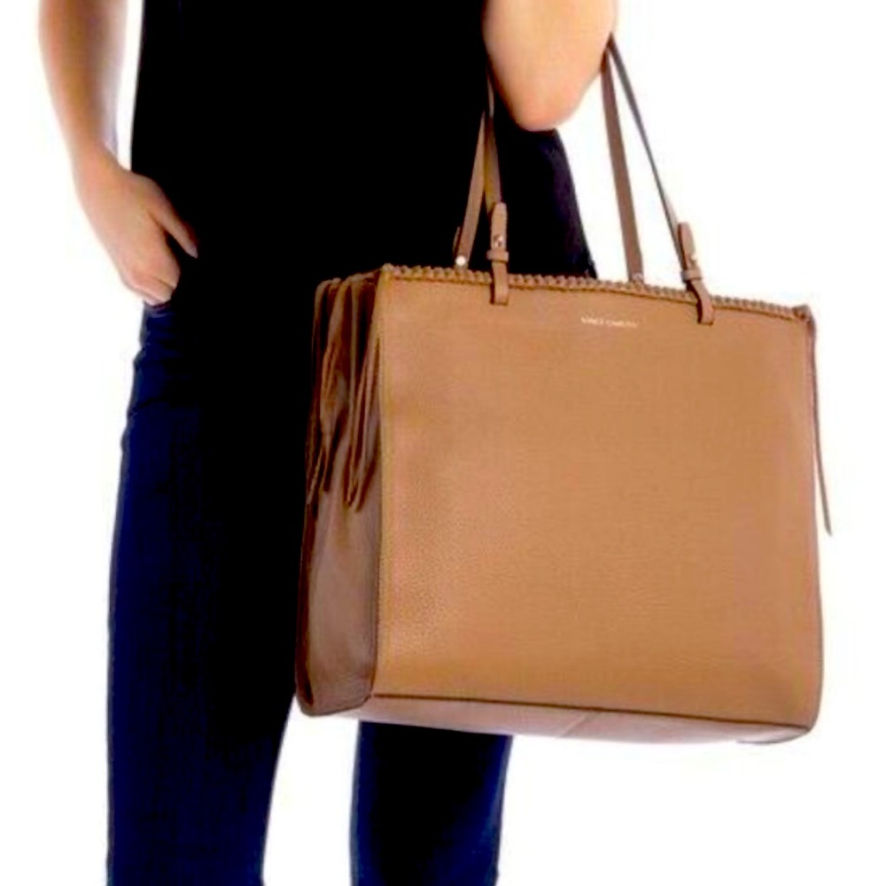 Vince Camuto Large Leather Tote New Fawn Camel